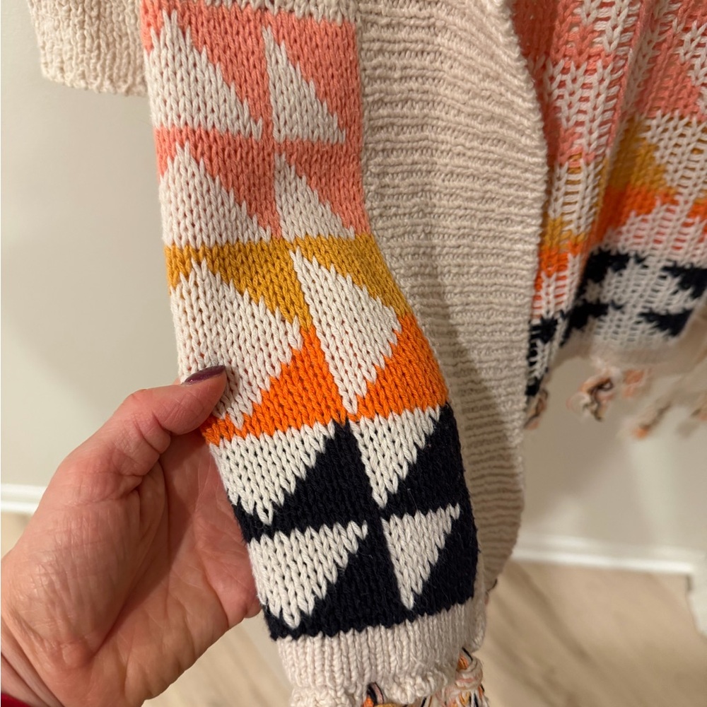 Roxy Boho Western Cream Geometric Pattern Fringe … - image 5